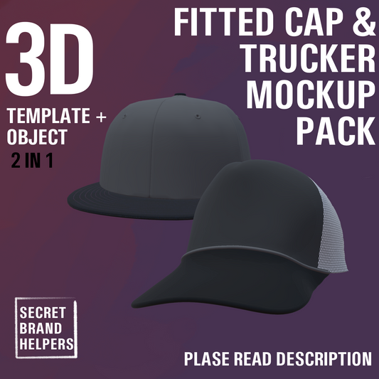 3D FITTED CAP & TRUCKER MOCK-UP